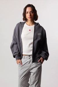 SUDADERA CON CAPUCHA FULL ZIP RANDOM ASH
