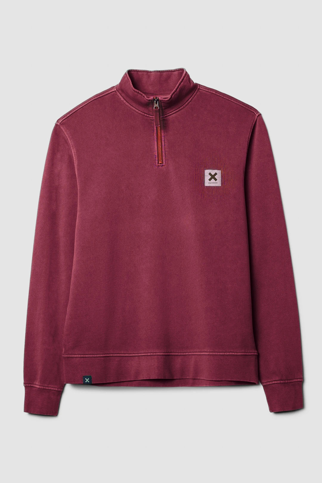 BURGUNDY ICONIC HALF ZIP CREW