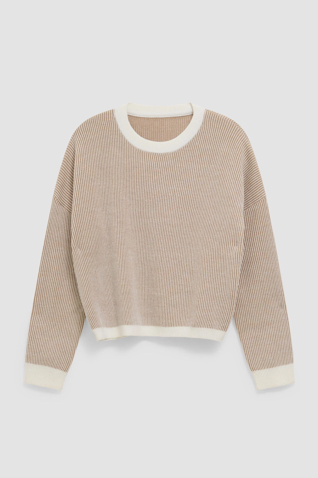 CAMEL RIBBED WOMAN KNITTED SWEATER