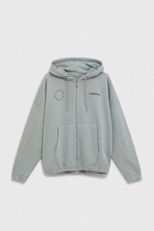 DARK GREY WASHED TRAIN WOMAN FULL ZIP HOODIE