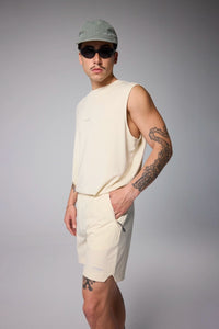 DUSTY CREAM ACTIVE SHORTS