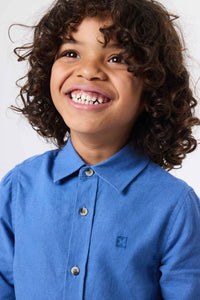CAMISA KIDS DE LINO INDIGO BLUE
