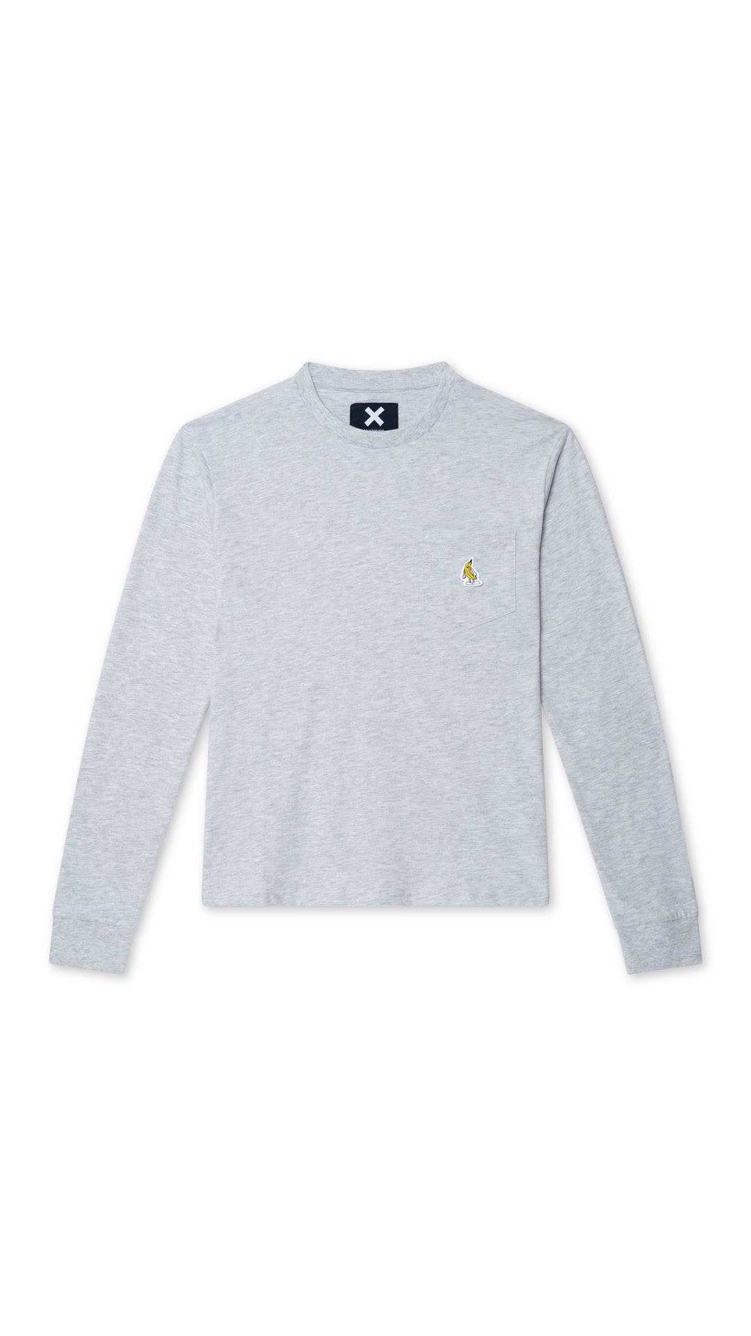 LIGHT GREY MELANGE BANANA POCKET LS TEE