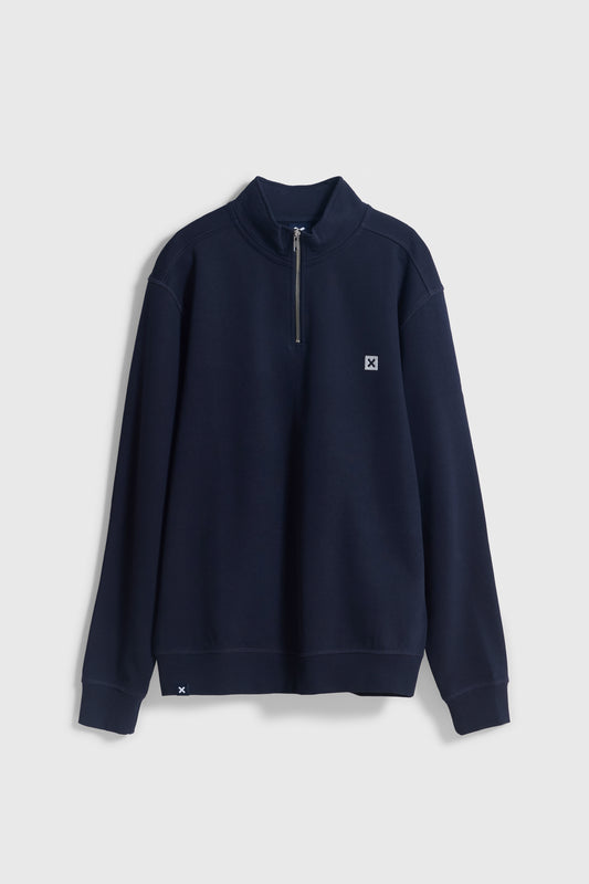 NAVY LOGO HALF ZIP CREW