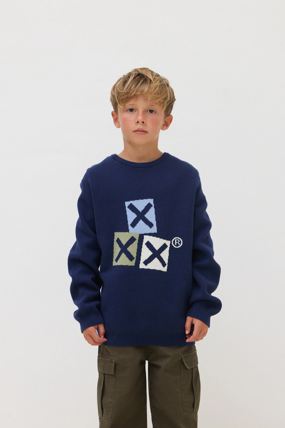NAVY GRAVITY KIDS KNITTED SWEATER