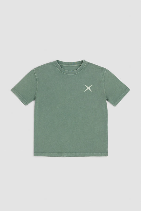 OLIVE GREEN WASHED CROSS WOMAN TEE