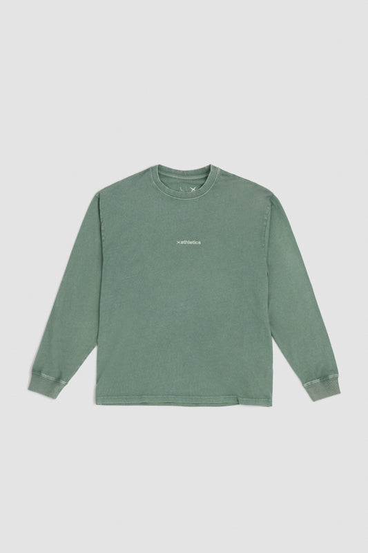 OLIVE GREEN WORLD WASHED LS TEE
