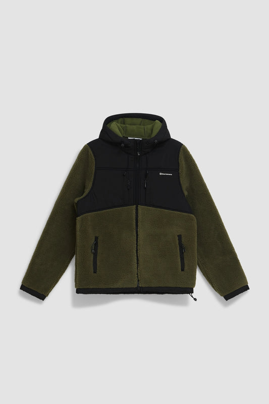 OLIVE GREEN SHERPA POLAR HOODIE
