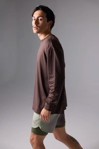 SOLID BROWN TRAIN LS TEE