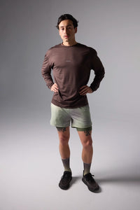SOLID BROWN TRAIN LS TEE