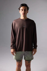 SOLID BROWN TRAIN LS TEE