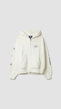 SUDADERA CON CAPUCHA FULL ZIP RANDOM BLANCO ROTO